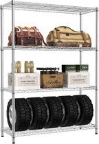 IZEUK 4-Tier Adjustable Heavy Duty Metal Wire Shelving Unit, Wide Storage Rack by IZEUK