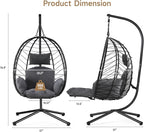 ONBRILL Hanging Egg Chair with Adjustable Footrest & Stand, Wicker Rattan Swing - Image 8
