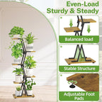 iDavosic.ly 5 Tier Indoor Plant Stand, Corner Tall Metal & Wood Flower Shelf - Image 2