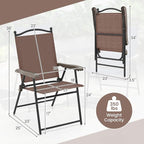 Giantex Set of 2 Patio Folding Chairs, Outdoor Patio Dining Chairs w/Armrest - Image 3