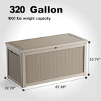 320 Gallon Outdoor Deck Box, Lockable Waterproof Outdoor Storage Boxes - Image 2
