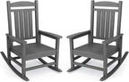 KINGYES Oversized Outdoor Rocking Chair Set of 2, HDPE Patio Rocking Chairs by KINGYES