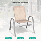 Patio Chairs Set of 2, Easily Set Up Stackable Outdoor Dining Chairs - Image 4