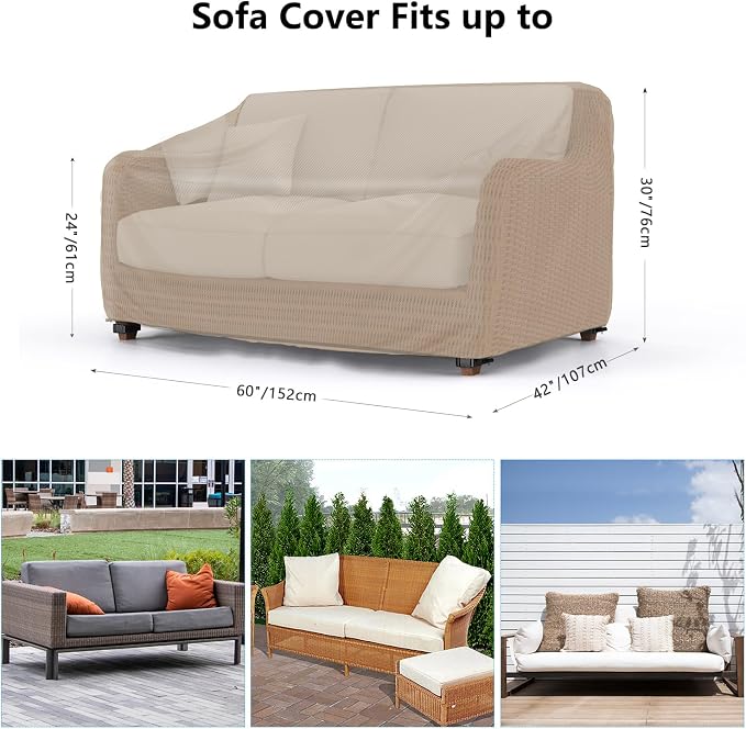 Mrrihand Heavy Duty Patio Sofa Cover, Mrrihand 3-Seater Outdoor Sofa Loveseat - Image 2