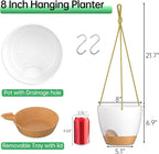 ZMTECH 8 Inch Hanging Planters for Indoor Outdoor Plants, 2 Pack Self Watering - Image 2