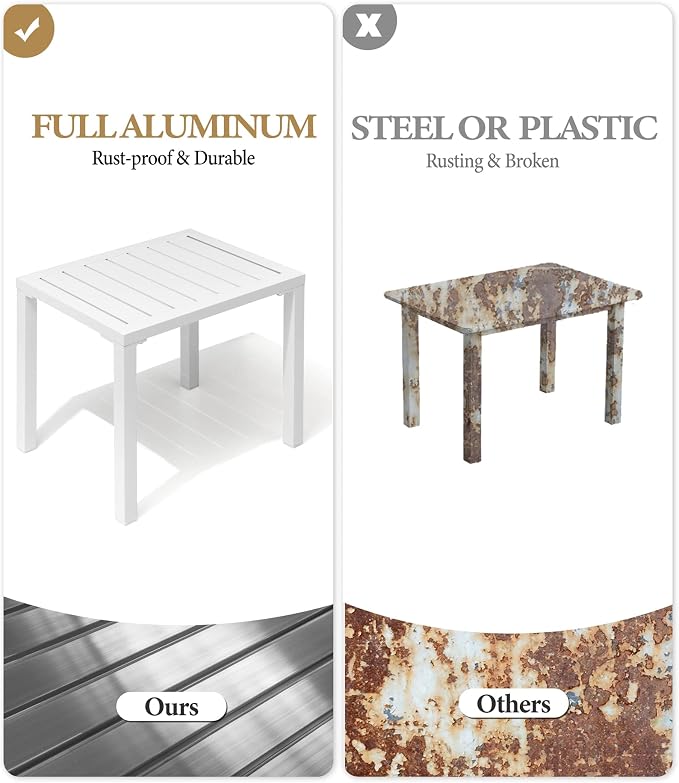 Crestlive Products Outdoor Side Table, Aluminum Rectangular Side/End Table - Image 4