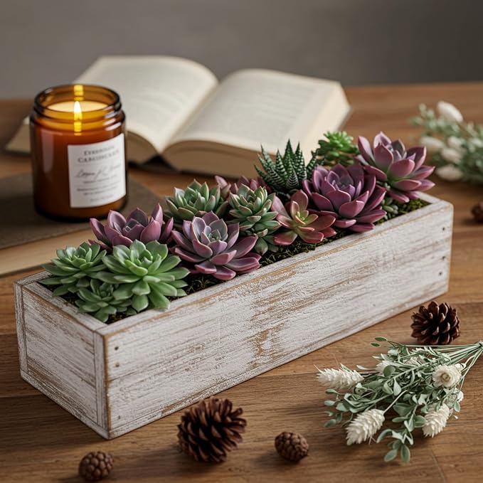 Dandat 10 Set Rectangle Wooden Planter Wood Boxes - Image 4