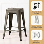 Yaheetech 24 Inch Metal Barstools Set of 4, Counter Height Backless Stools - Image 4