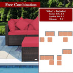 Tangkula 4 Pieces Patio Furniture Set, All Weather Outdoor Sectional Rattan - Image 9
