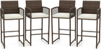 Tangkula Patio Bar Stools Set of 4, PE Rattan Bar Height Chairs by TANGKULA