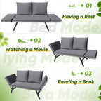 Greesum Outdoor Sofa, Woven Rattan Patio Furniture, Convertible Daybed or - Image 5