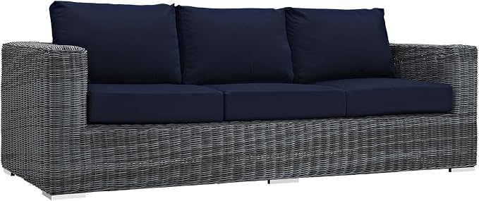 Modway EEI-1874-GRY-NAV Summon Wicker Rattan Outdoor Patio Sofa - Image 4