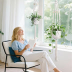Macrame Plant Hanger with Grow Light: 2 Pack Sturdy Hanging Planters - Image 2