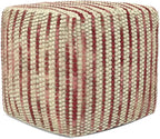 SIMPLIHOME Zoey Boho Cube Woven Pouf in Maroon Cotton and Wool by SimpliHome