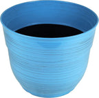 Garden Elements Indoor/Outdoor Glazed Brushed Happy Plastic Planter, Bright Blue - Image 4