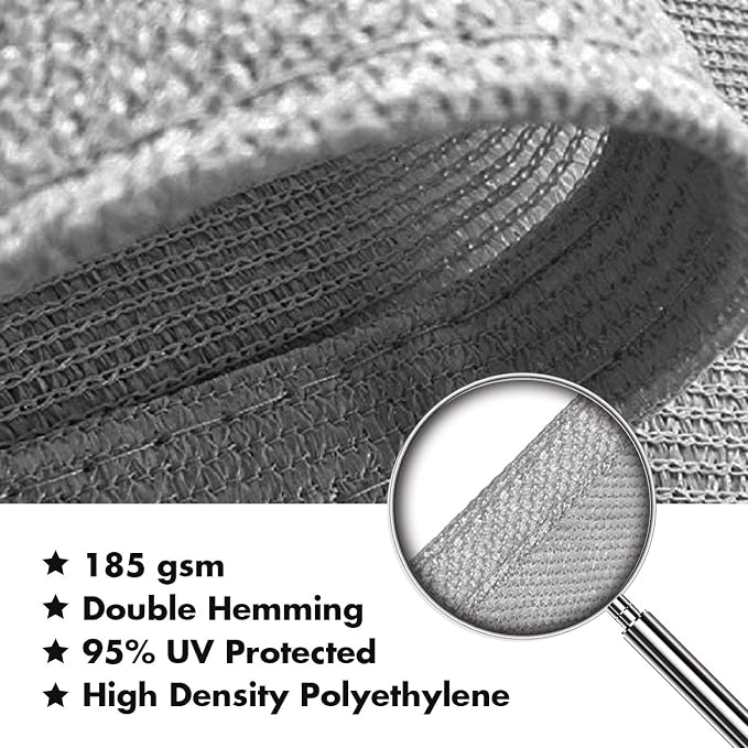 KANAGAWA Sun Shade Sail 12'x16' Gray Rectangle UV Block Canopy Awning Shelter - Image 5