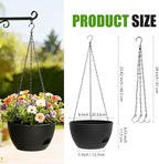 8 Inch Hanging Planters for Indoor Outdoor Plants, 4 Pack Black Plastic Self - Image 4