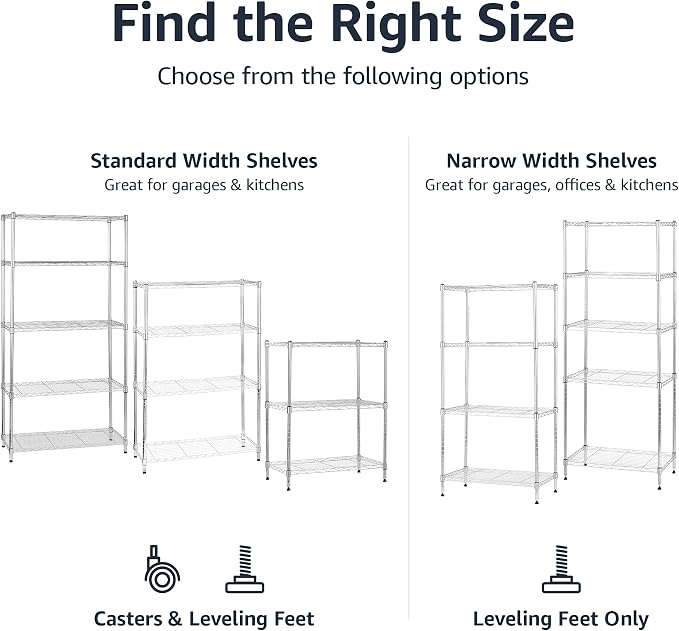 Amazon Basics 3-Shelf Heavy Duty Adjustable Wire Shelving Storage Rack on 2" PP - Image 5