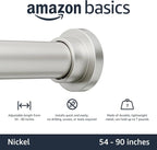 Amazon Basics No Drill Adjustable Indoor Outdoor Tension Curtain Rod, 54-90" - Image 2