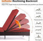 HOMREST Outdoor Lounge Chairs Set of 4, Patio Wicker Chaise Lounge - Image 4