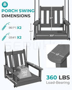 SERWALL HDPE Single Porch Swing Set of 2, Heavy Duty Single Person Swing Chair - Image 2