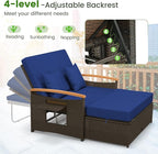 LDAILY Moccha Outdoor Wicker Daybed, Patio Rattan Loveseat Sofa w/ 4-Level - Image 5
