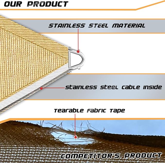 Upgraded with High-Strength Steel Cable Edges 20' x 26' Sun Shade Sail Dark - Image 2