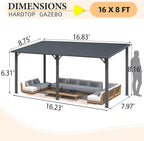 AECOJOY 8' x 16' Outdoor Hardtop Metal Gazebo - Image 7