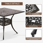 Patio Dining Table, Cast Aluminum Patio Table - Image 3