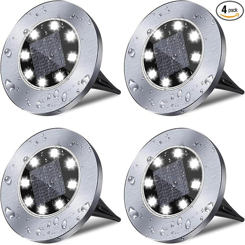 4.6 Inch Diameter Solar Ground Lights, Waterproof Solar Garden Lights, Outdoor by Rayolon