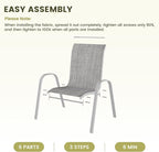 UDPATIO Patio Chairs Set of 2, Stackable Silver Outdoor Dining Chairs - Image 8