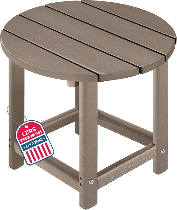 LZRS Round Adirondack Patio Side Table End Table, Outdoor Side Tables by LZRSPET