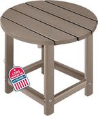 LZRS Round Adirondack Patio Side Table End Table, Outdoor Side Tables by LZRSPET