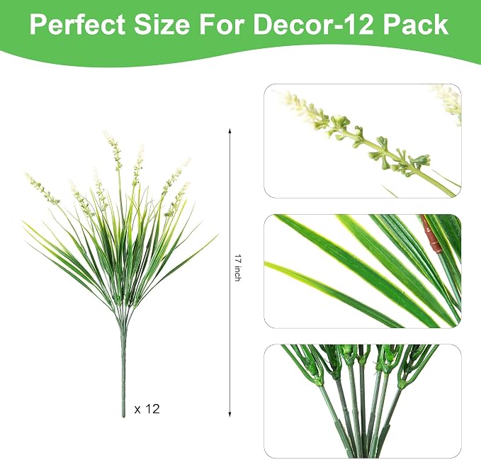 Artificial Faux Plants Flowers for Outdoor Decorations, Fake Monkey Grass for - Image 7