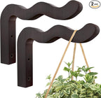 Wavy Plant Hanger Hooks – 2 Pack Rustic Wooden Wall Mounts by DSJIFGEW