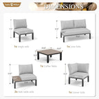 Sophia & William 6 Pieces Patio Furniture Set, Outdoor Metal Sectional Sofa - Image 2