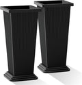 Tall Black Planters Outdoor Set of 2, Large Outdoor Tall Planters Pots by PolarcoForgeco