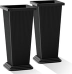 Tall Black Planters Outdoor Set of 2, Large Outdoor Tall Planters Pots by PolarcoForgeco