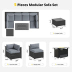 Aoxun Patio Furniture Set with Fire Pit Table, 8 Piece Outdoor Sectional Sofas - Image 7