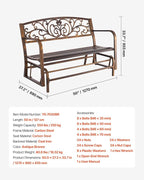 VEVOR Outdoor Bench, 50 inch, Carbon Steel Metal Frame - Image 8
