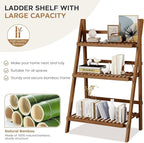 39.4" Bamboo Ladder Shelf Plant Shelf, 3 Tier Foldable Ladder Flower Pot - Image 3