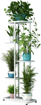LINZINAR Plant Stand Metal 5 Tier 6 Potted Multiple Flower Pot Holder Shelf by LINZINAR
