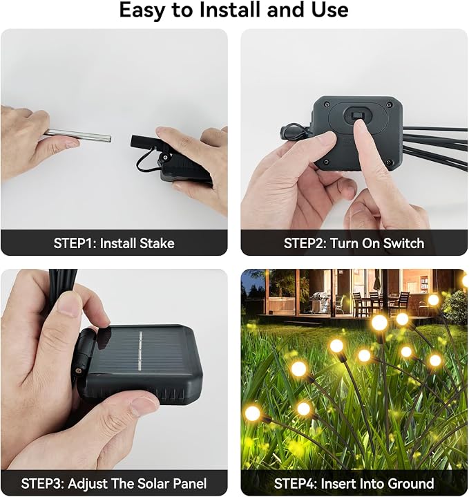 Solar Garden Lights Outdoor Waterproof, 6 Pack 48 LED Swaying Light Firefly - Image 5