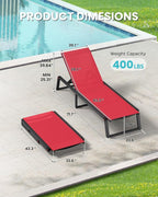 Aluminum Chaise Lounge Chair Outdoor, Foldable & Assembly Free Patio Pool - Image 2