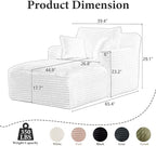 65.4" Chaise Lounge Chair Indoor, Oversized Boneless Couch Comfy Upholstered - Image 2