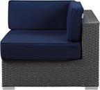 Modway Sojourn Wicker Rattan Outdoor Patio Sunbrella Fabric Corner in Canvas - Image 6