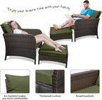 LEVELEVE Balcony Furniture 5 Piece Patio Conversation Set, PE Wicker Rattan - Image 7