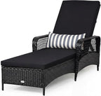 Tangkula Wicker Chaise Lounge Outdoor, Patio Rattan Reclining Chaise by TANGKULA
