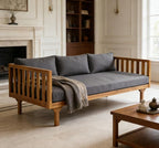 Merax Solid Acacia Wood Couch Chaise Lounge Chair Indoor, 3 Seater Daybed Sofa - Image 4