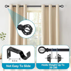 Black Curtain Rods for Windows 28 to 48 Inch, 5/8" Diameter Heavy Duty Metal - Image 2